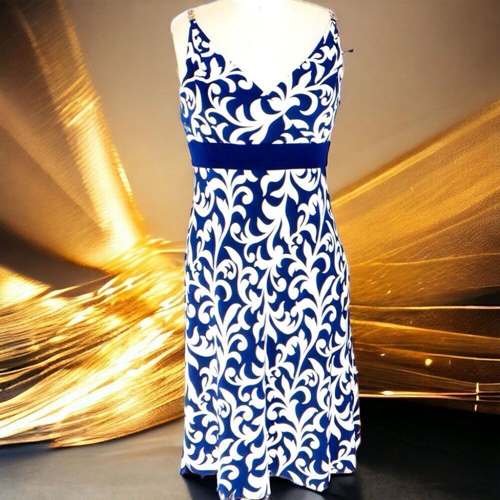 Ann Taylor 100% silk blue swirl dress